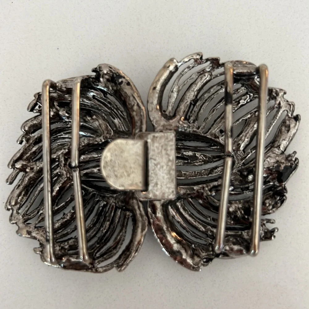VTG 70s Brutalist Large Belt Buckle Statement Cast Metalwork Heavy Runway Rare